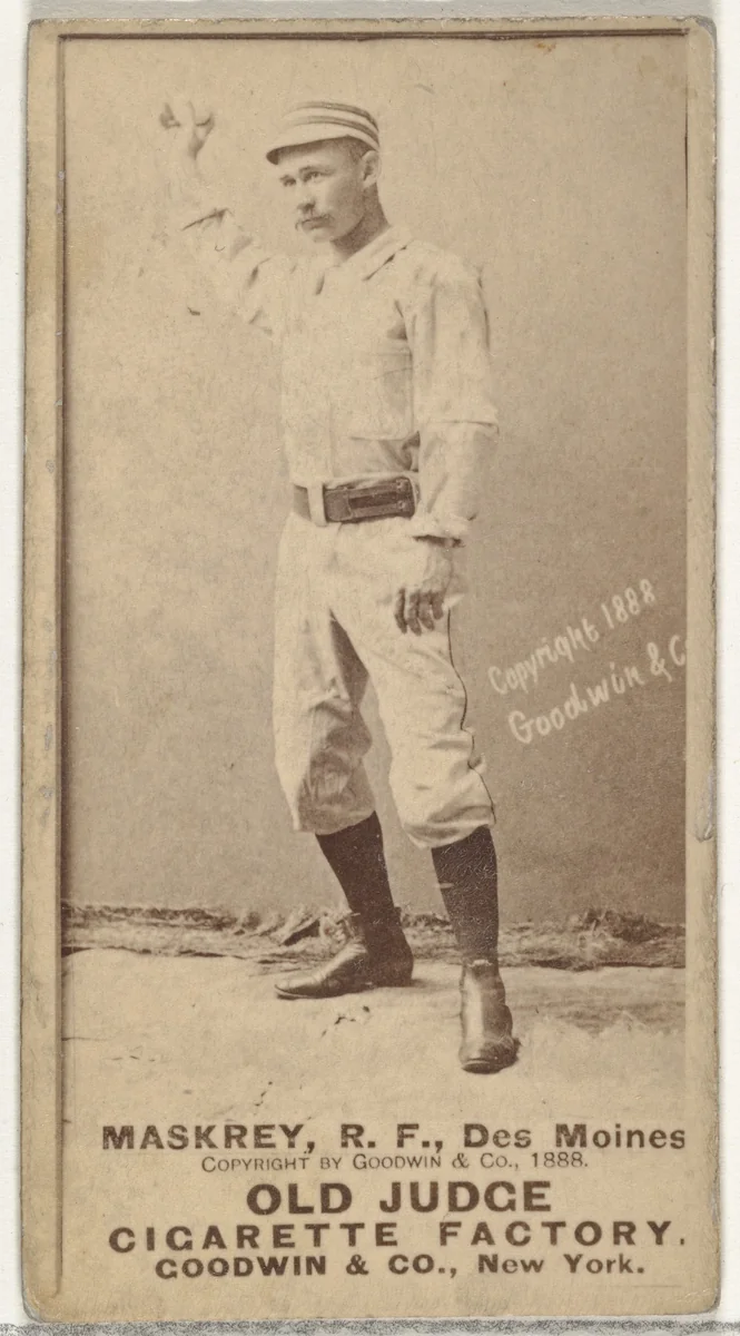 Samuel Leech Maskrey, Right Field, Des Moines Prohibitionists, from the Old Judge series (N172) for Old Judge Cigarettes by Goodwin & Company, photograph, 1888