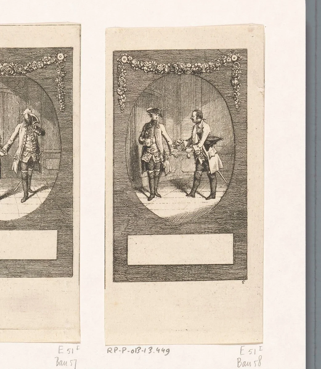 Major von Tellheim wijst het geld van Paul Werner af by Daniel Nikolaus Chodowiecki, print, 1769