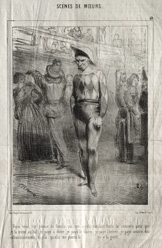 Scènes de moeurs: Voyez vous, c'te queuse de Pamela qui me cajole pendant toute la semaine pour que je la mene au bal... by Charles-Joseph Traviès, print, 1830-1845