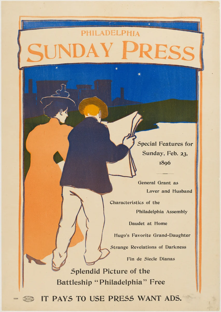 Philadelphia Sunday Press, February 23, 1896 by George Reiter Brill, print, 1891-1901