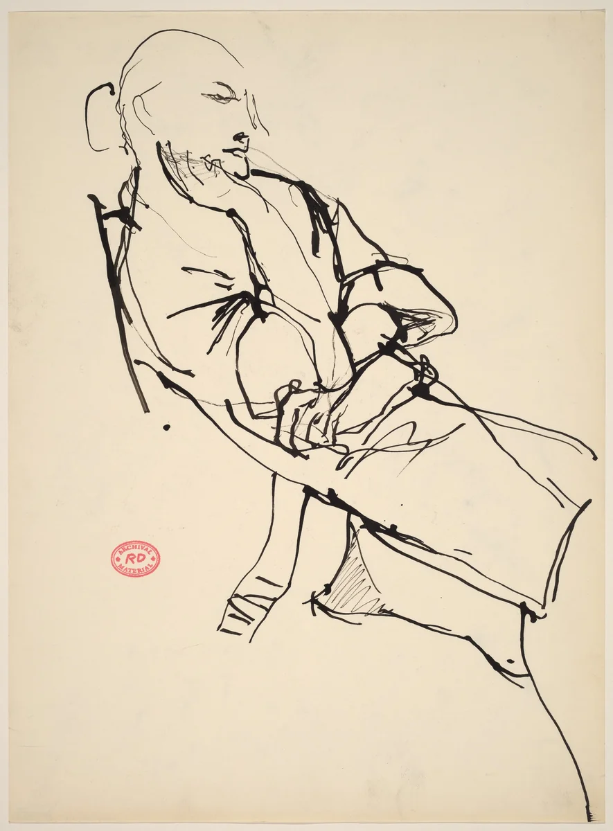 Untitled [reclining woman with her hair in a bun] by Richard Diebenkorn, drawing, 1955-1967