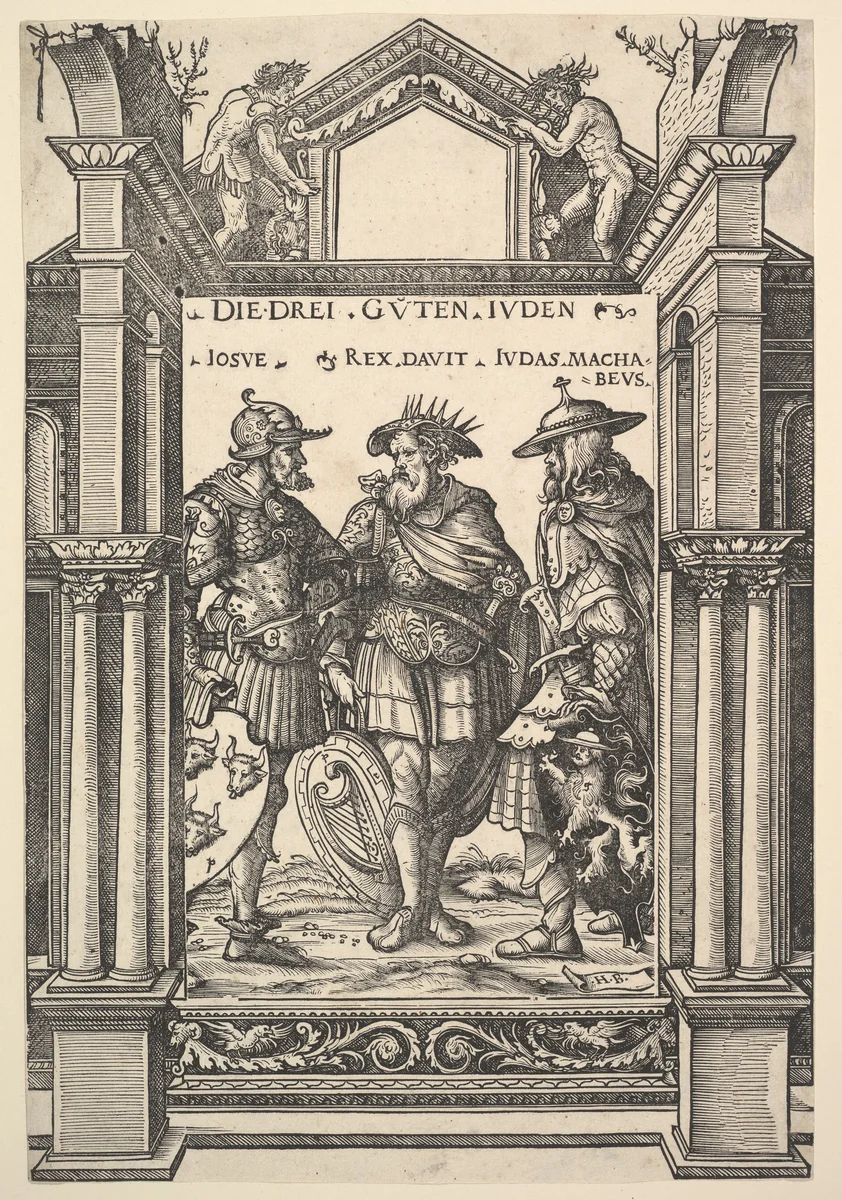 The Three Jewish Heroes (Die Drei Guten Juden), from Heroes and Heroines by Hans Burgkmair, print, 1516