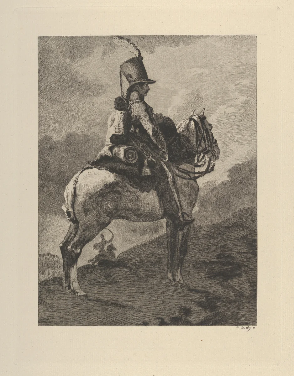 Trumpeter of the Hussars on Horseback by Charles Courtry, print, 1866-1897