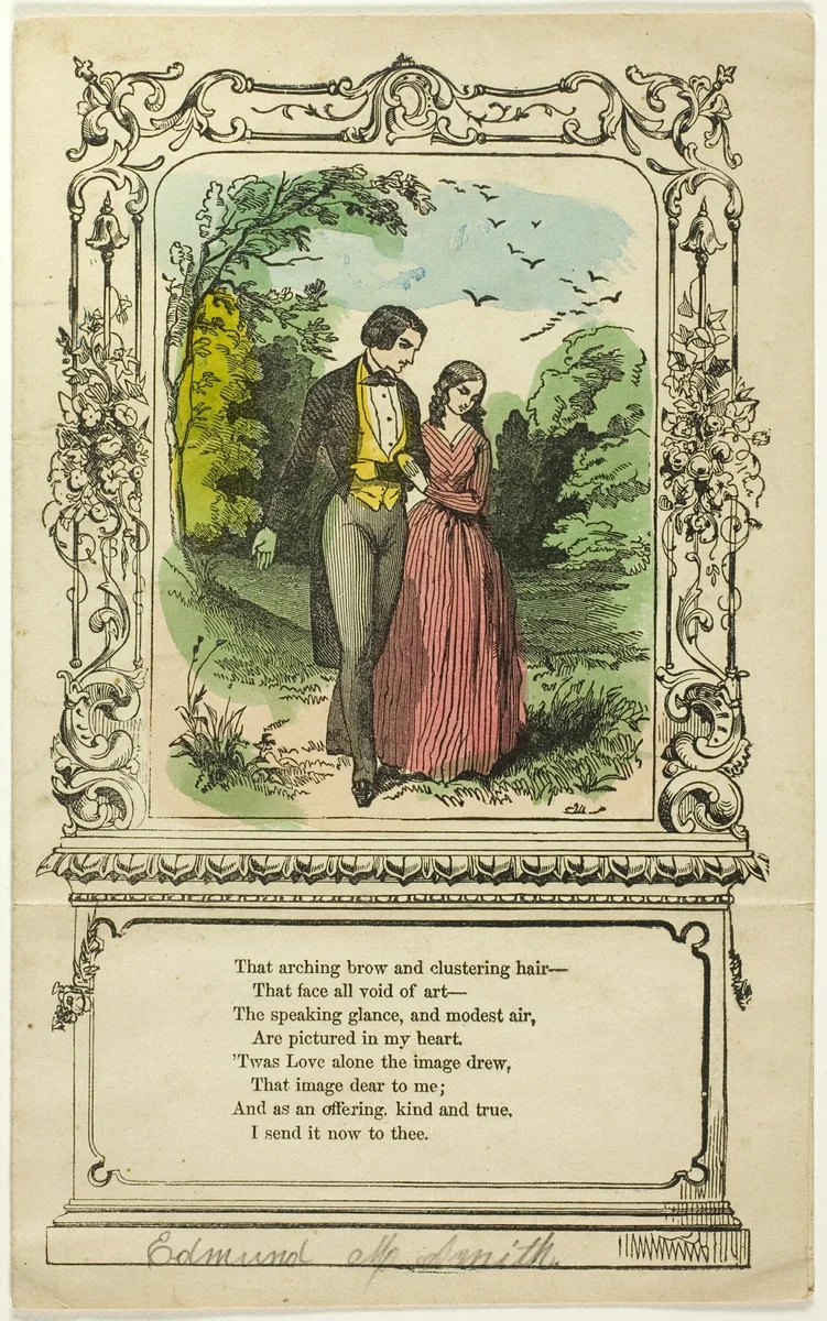 That Arching Broth and Clustering Hair (valentine) by Unknown Artist, print, 1800-1900
