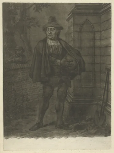 De acteur A. Spatzier in de rol van Warenar by Jacobus Buys, print, 1750-1770