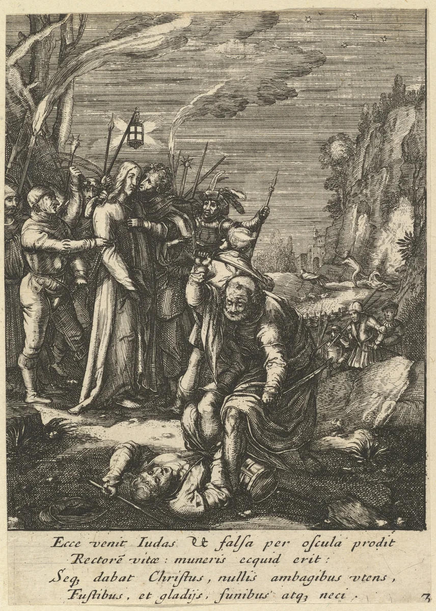 The Betrayal of Christ, from "The Passion of Christ" by Nicolas Cochin, print, 1610-1700