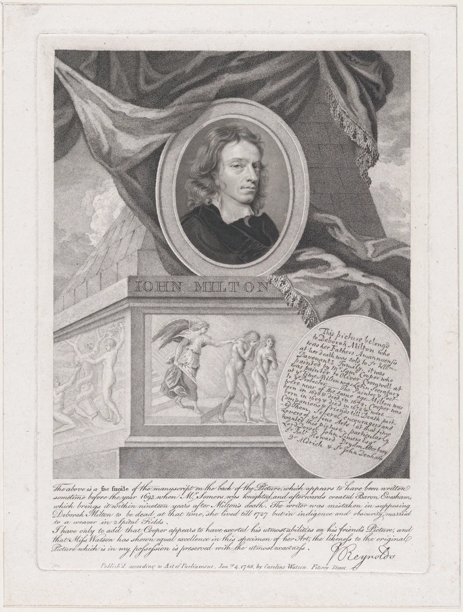 John Milton by Caroline Watson, print, 1786