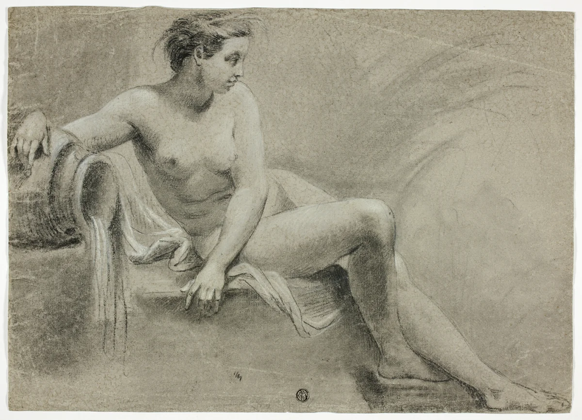 River Nymph by Carlo Cignani, drawing, 1700-1799