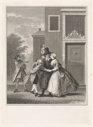 De listige vrijster of de verschalkte voogd by Pieter Tanjé, print, 1757
