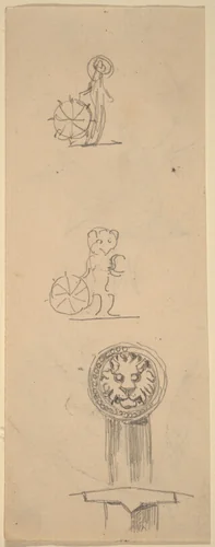 Sheet of Sketches [recto] by Beatrix Godwin Whistler, drawing, 1857-1896