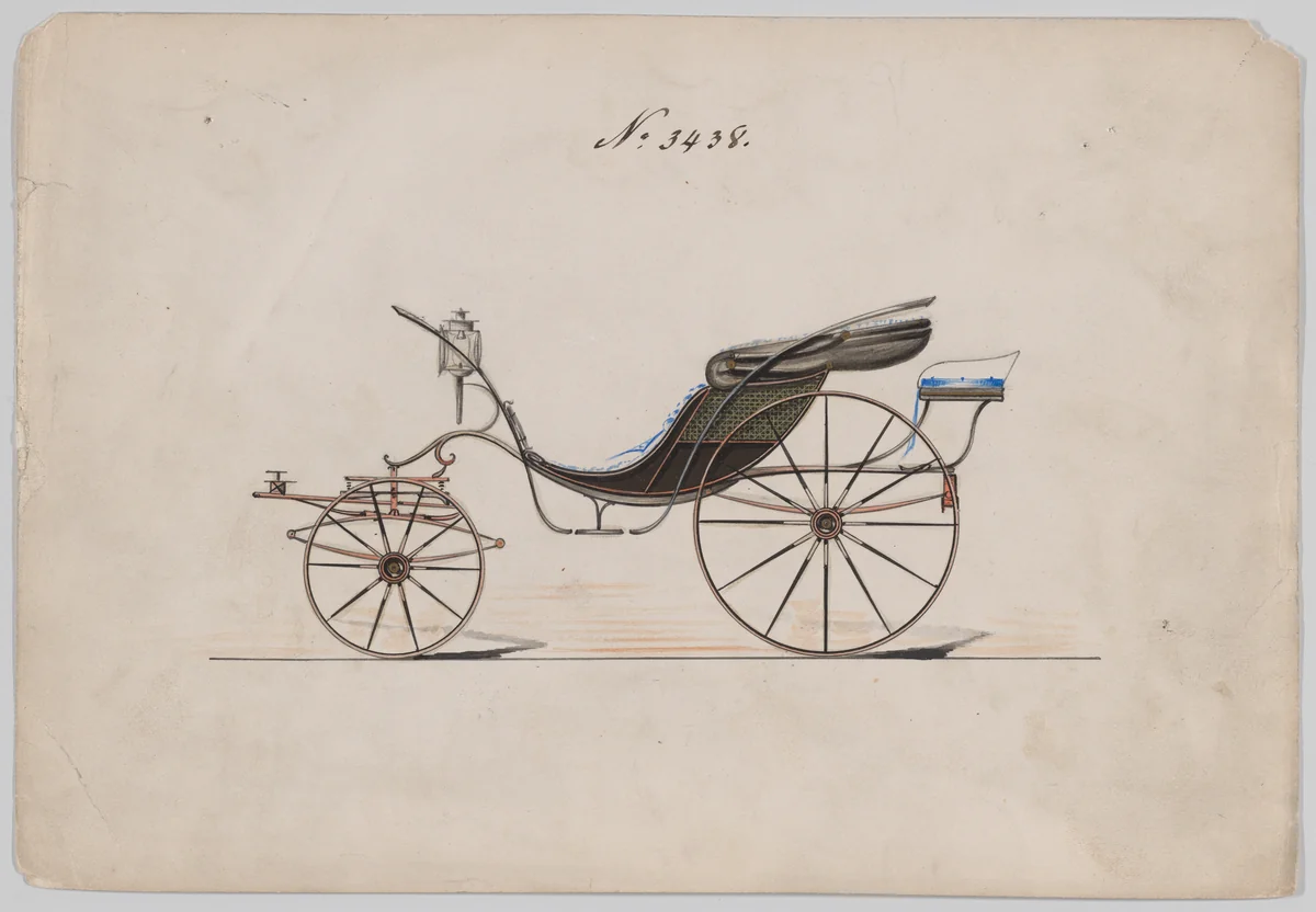 Design for Pony Phaeton, no. 3438 by Brewster & Co., drawing, 1878