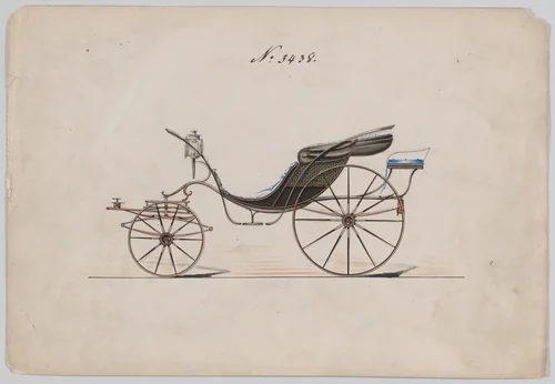 Design for Pony Phaeton, no. 3438 by Brewster & Co., drawing, 1878