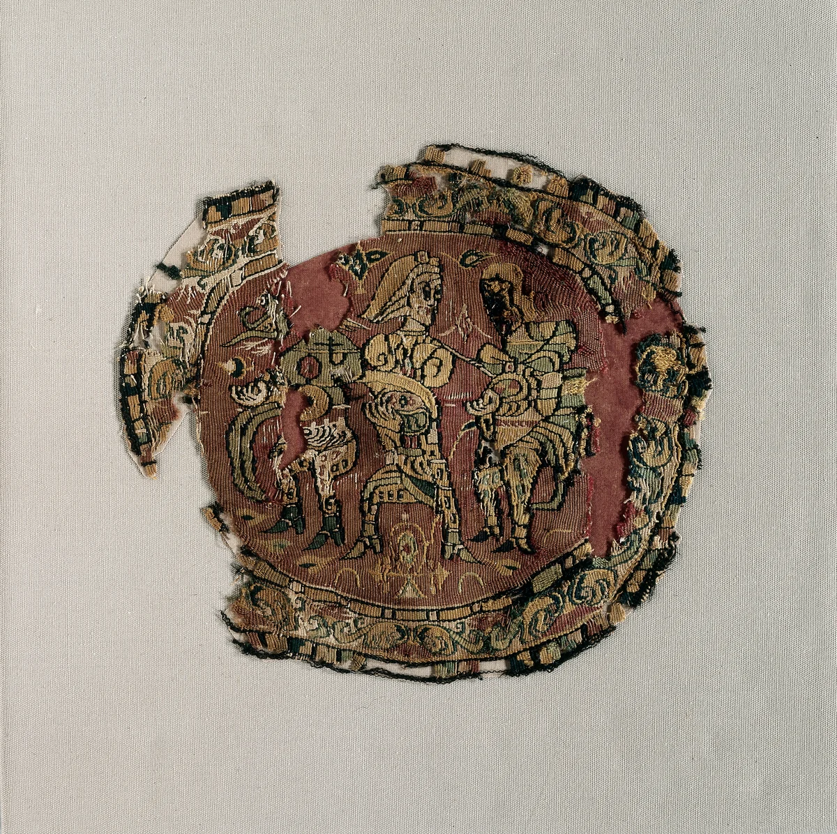 Three Figures from a Tunic by Unknown, textile, 750-800
