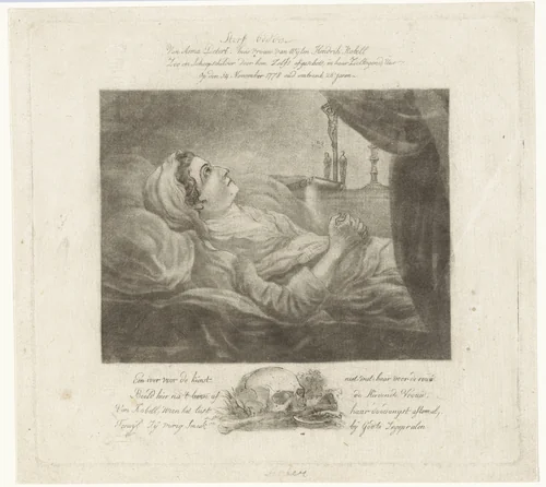 Sterfbed van Anna Detert, echtgenote van Hendrik Kobell by Hendrik Kobell, print, 1778