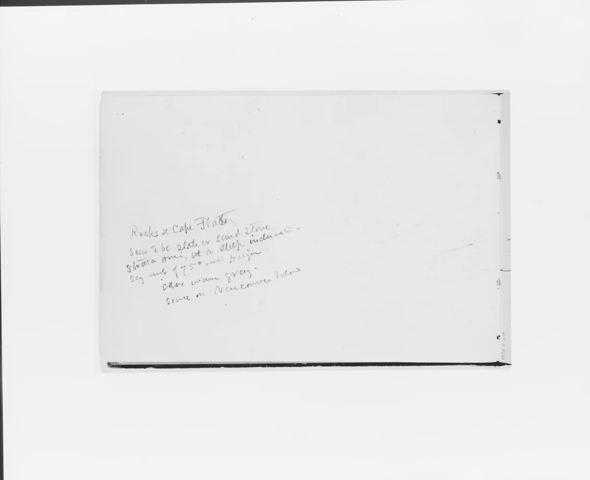 Inscription with description of rocks at Cape Flattery (from Sketchbook X) by William Trost Richards, artwork, 1885
