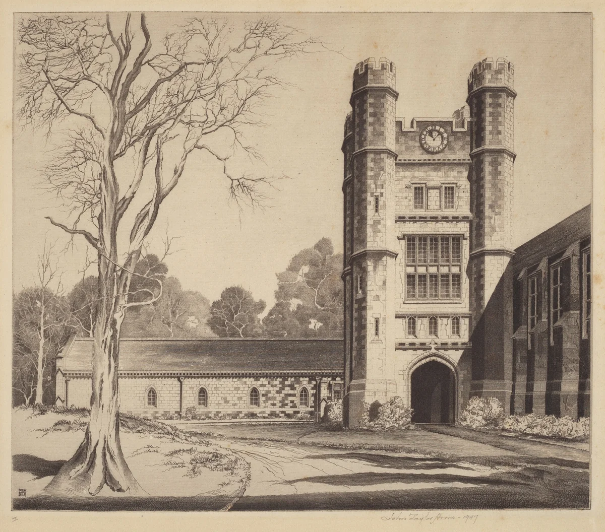 The Herbert Lowell Dillon Gymnasium, Princeton, NJ by John Taylor Arms, print, 1947