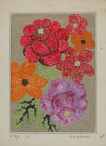 Hooked Rug by Ruth M. Barnes, index of american design, 1936