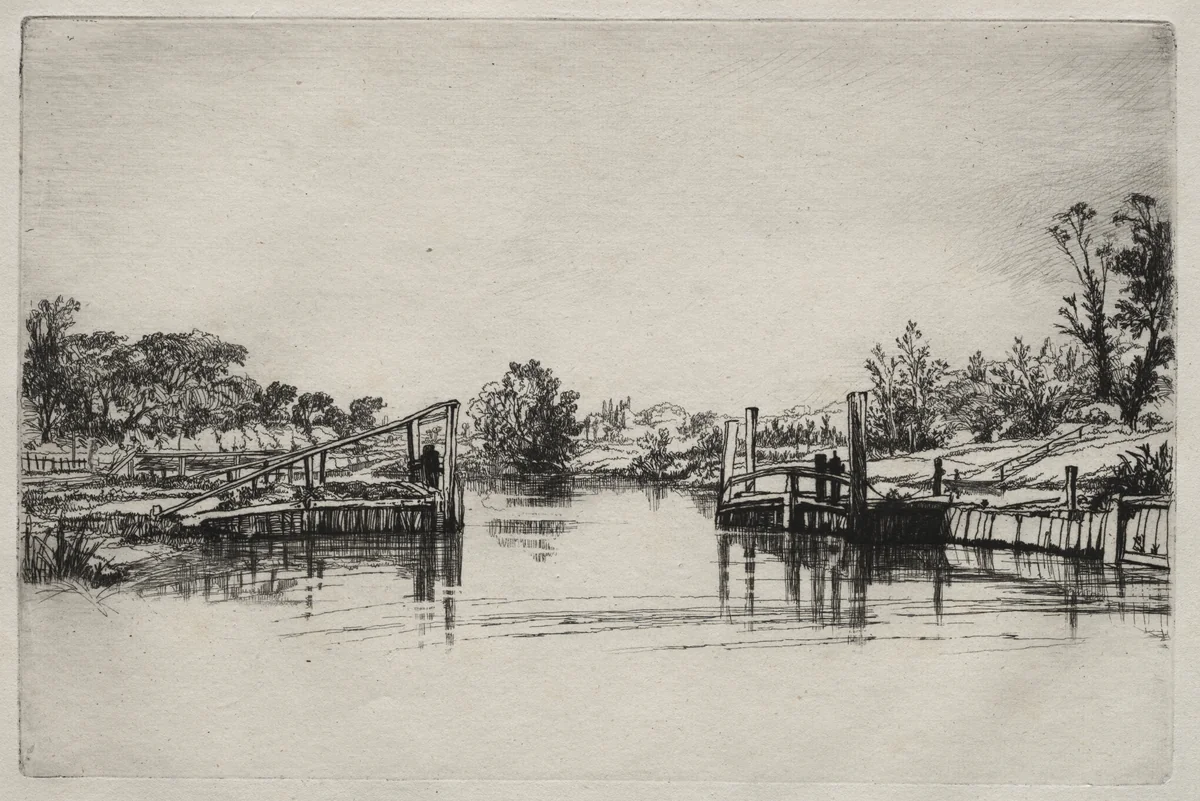 Egham Lock by Francis Seymour-Haden, print, 1854-1864