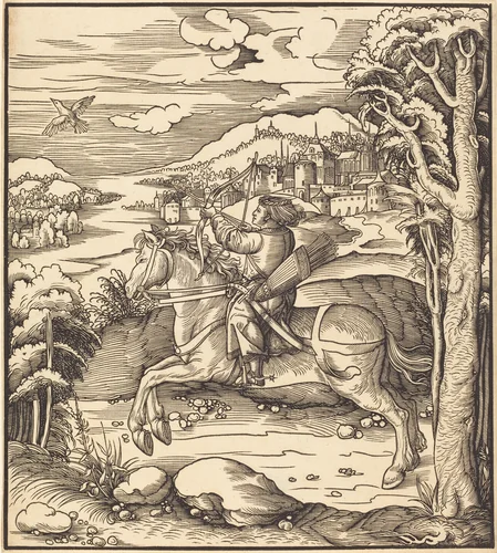 The Prince at the Bird-Catching by Leonhard Beck, print, 1514-1516