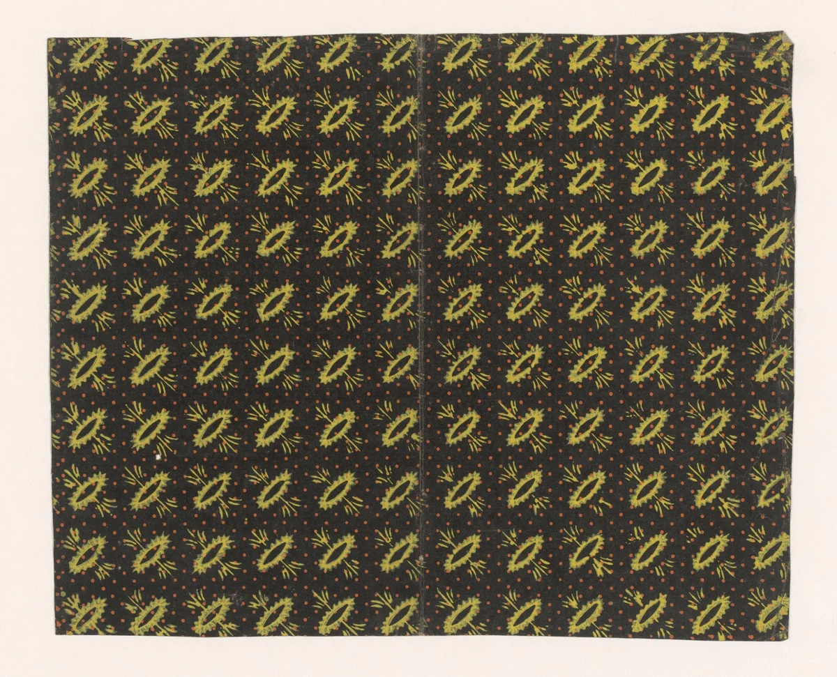 Blad met strooipatroon van fantasiemotief op puntenfond by anonymous, print, 1750-1900