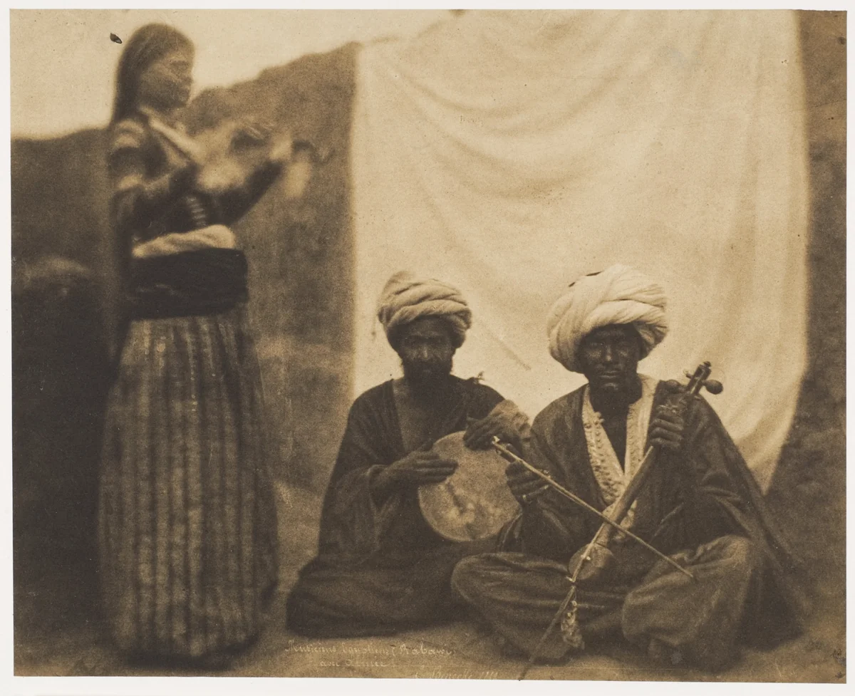 Egyptian Musicians (Rabawí) and Almée by Ernest Benecke, photograph, 1852