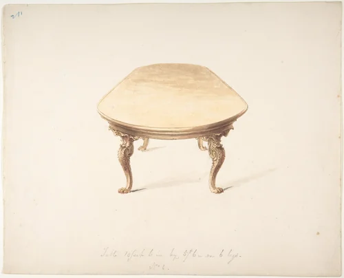 Design for a Dining Table by anonymous, drawing, 1800-1850