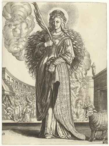 Heilige Agnes by Unknown, print, 1589-1626