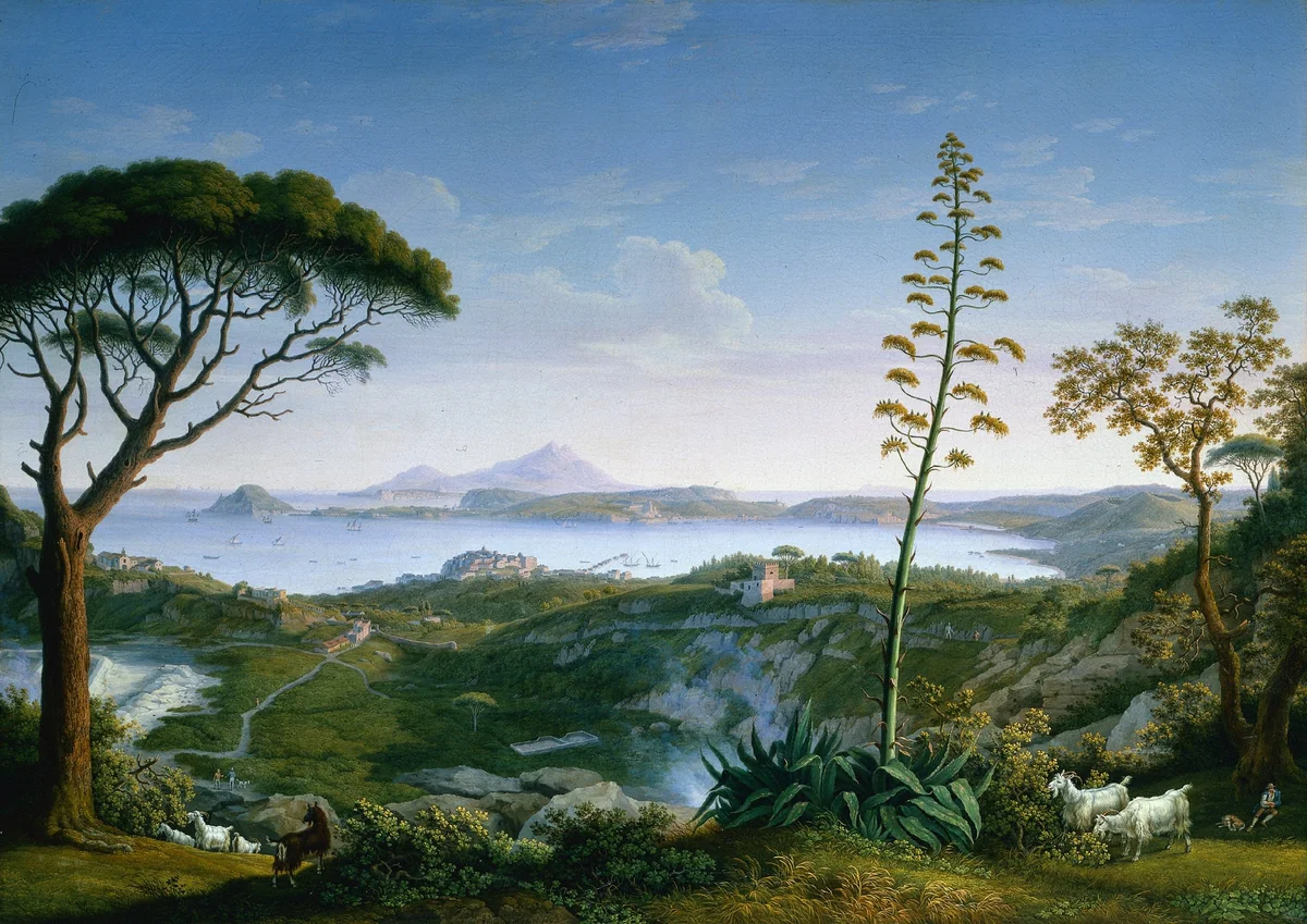 View of the Gulf of Pozzuoli from Solfatara by Philipp Hackert, painting, 1803