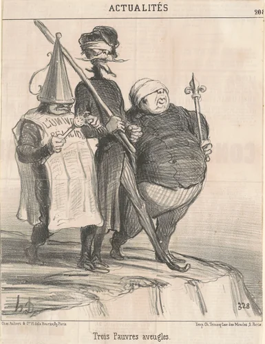 Trois Pauvres aveugles by Honoré Daumier, print, 1851