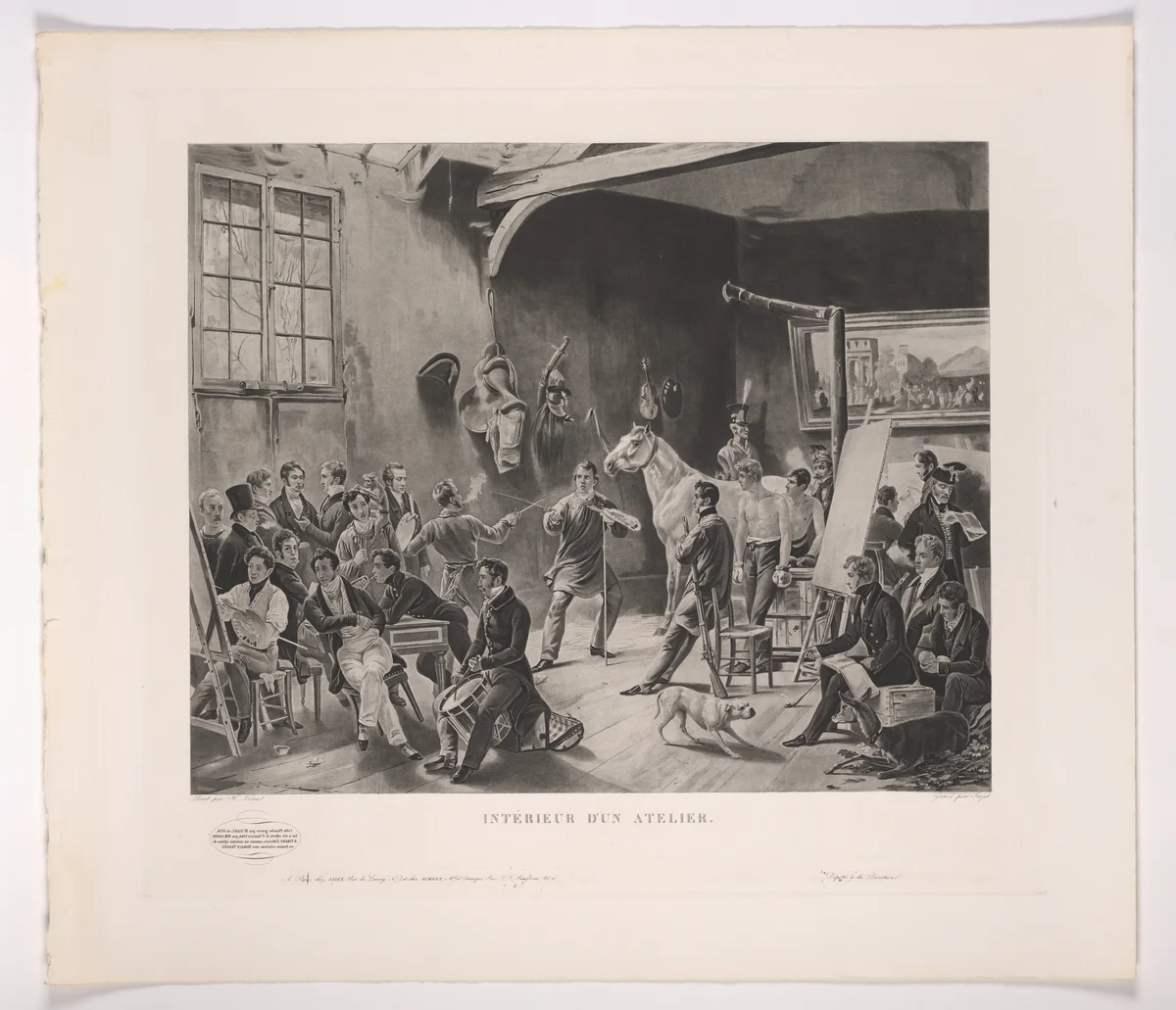 The Studio of Horace Vernet (Intérieur d'un Atelier), 1824 by Horace Vernet, print, 1824
