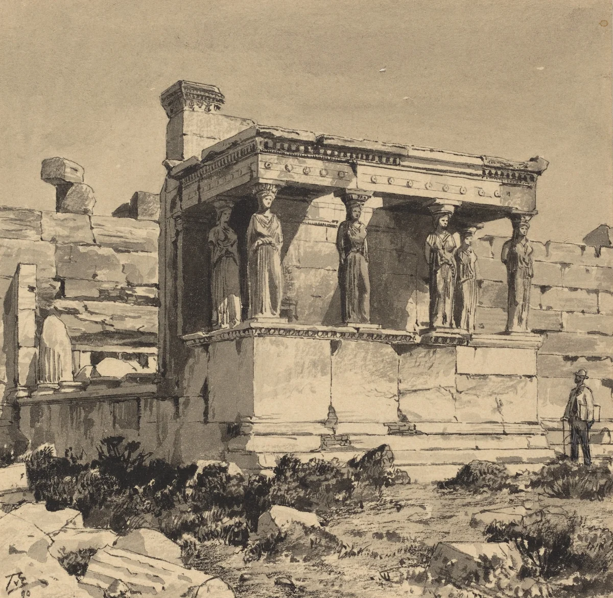 Erechtheion by Themistocles von Eckenbrecher, drawing, 1890