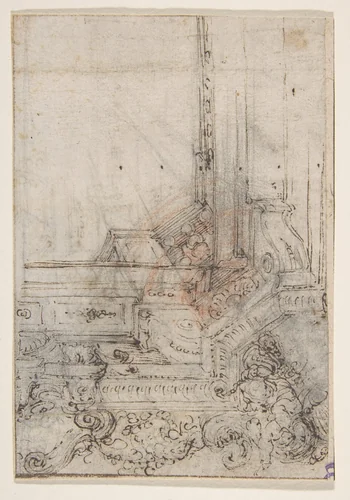 Design for the Corner of a Decorated Ceiling by Agostino Mitelli, drawing, 1620-1660