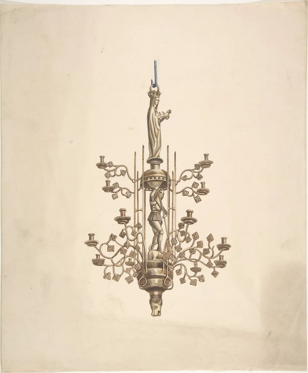 Design for a candelabrum by anonymous, drawing, 1800-1900