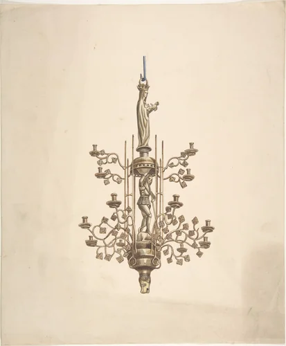 Design for a candelabrum by anonymous, drawing, 1800-1900
