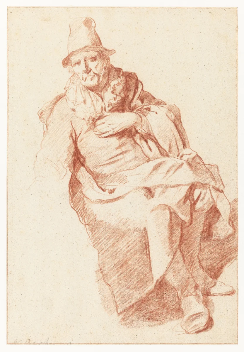 Sitting old Man by Gerrit Berckheyde, drawing, 1648-1698