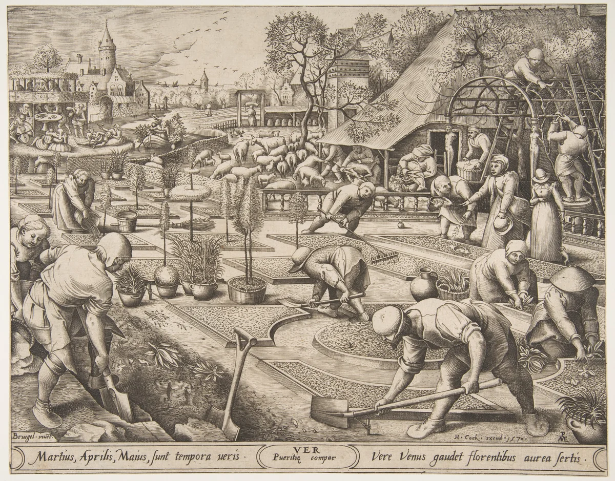 Spring (Ver), from "The Seasons" by Pieter van der Heyden, print, 1570
