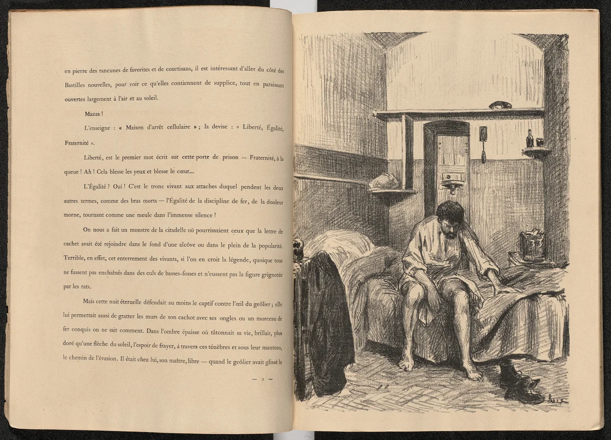 Plate (facing page 2) from Mazas by Maximilien Luce, illustrated book, 1894