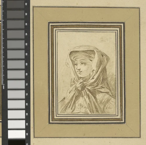 Borstbeeld van een jonge Russische vrouw by Jean Baptist Leprince, drawing, 1758-1764