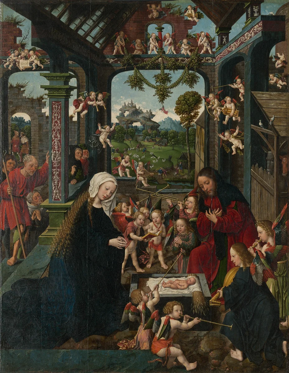The Adoration of the Christ Child by Jacob Cornelisz van Oostsanen, painting, 1510-1520