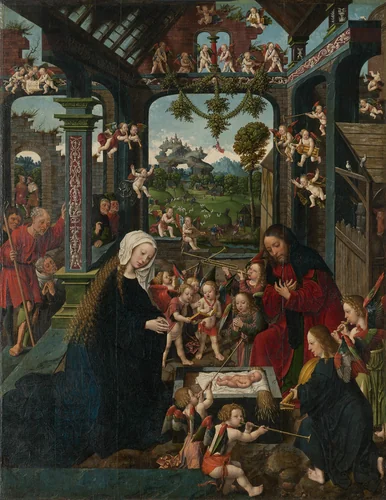 The Adoration of the Christ Child by Jacob Cornelisz van Oostsanen, painting, 1510-1520