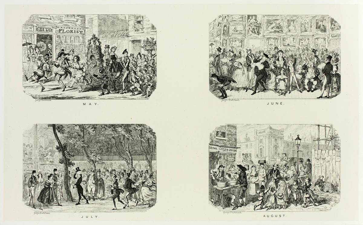 May from George Cruikshank's Steel Etchings to The Comic Almanacks: 1835-1853 (top left) by George Cruikshank, print, 1835