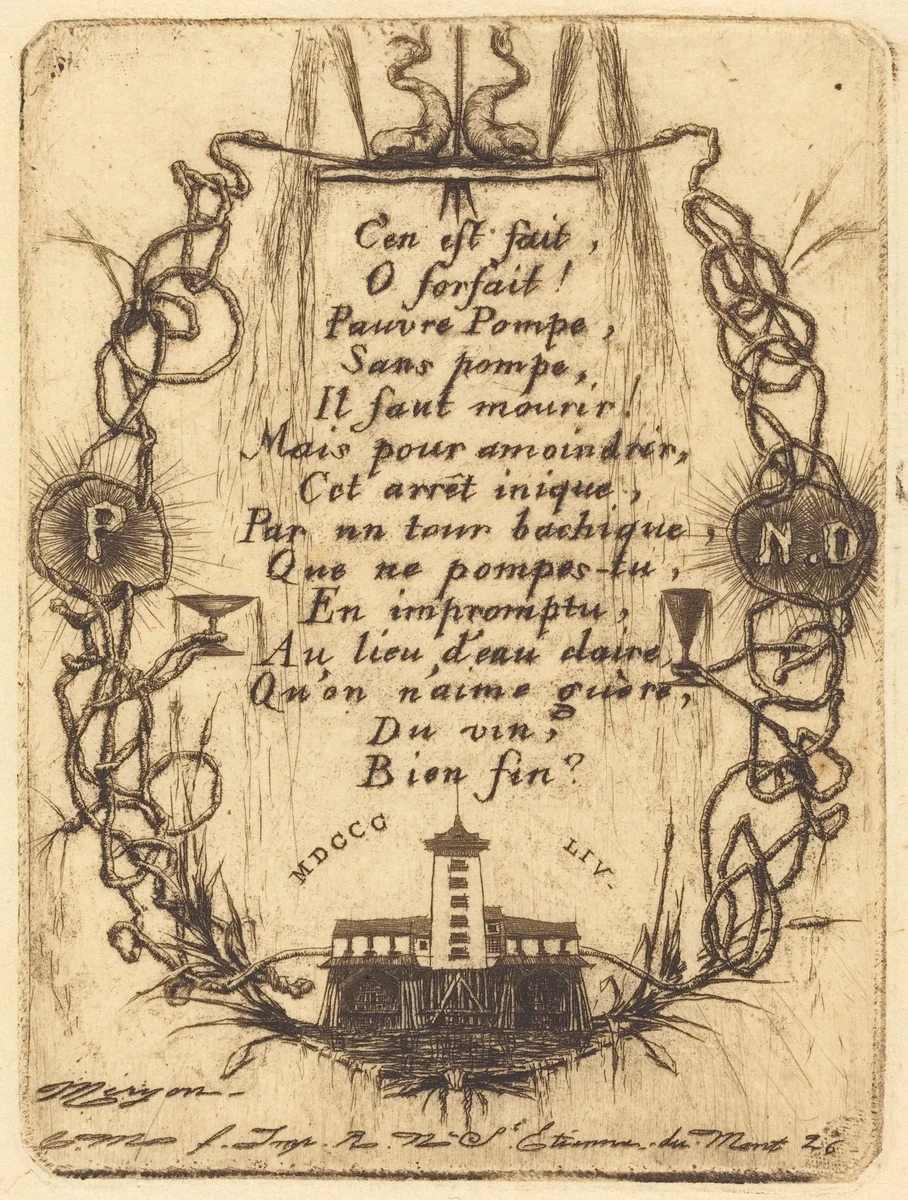 La petite pompe, Paris (The Notre Dame Pump, small plate) by Charles Meryon, print, 1854