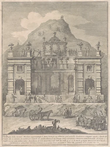 The Seconda Macchina for the Chinea of 1778: A Dwelling near Monte Testaccio by Giuseppe Vasi, print, 1778