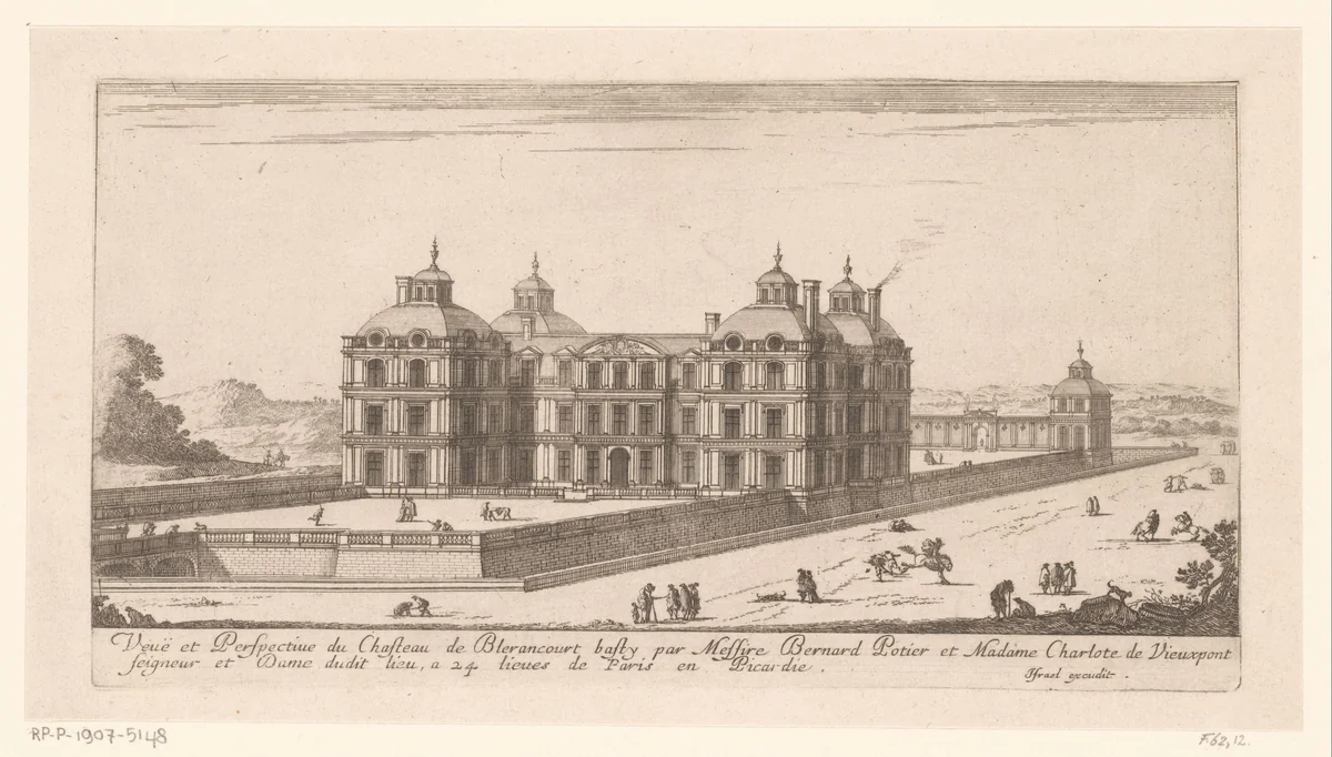 Gezicht op kasteel Blérancourt by Jean Marot, print, 1651