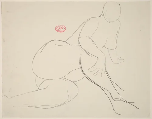 Untitled [seated female nude holding her leg with her right hand] by Richard Diebenkorn, drawing, 1955-1967