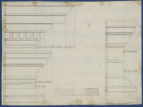 Moldings for Library Bookcase, from Chippendale Drawings, Vol. II by Thomas Chippendale, drawing, 1753