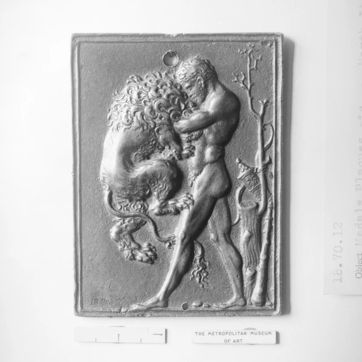 Hercules strangling the Nemean lion by Galeazzo Mondella, metalwork, 1500-1599