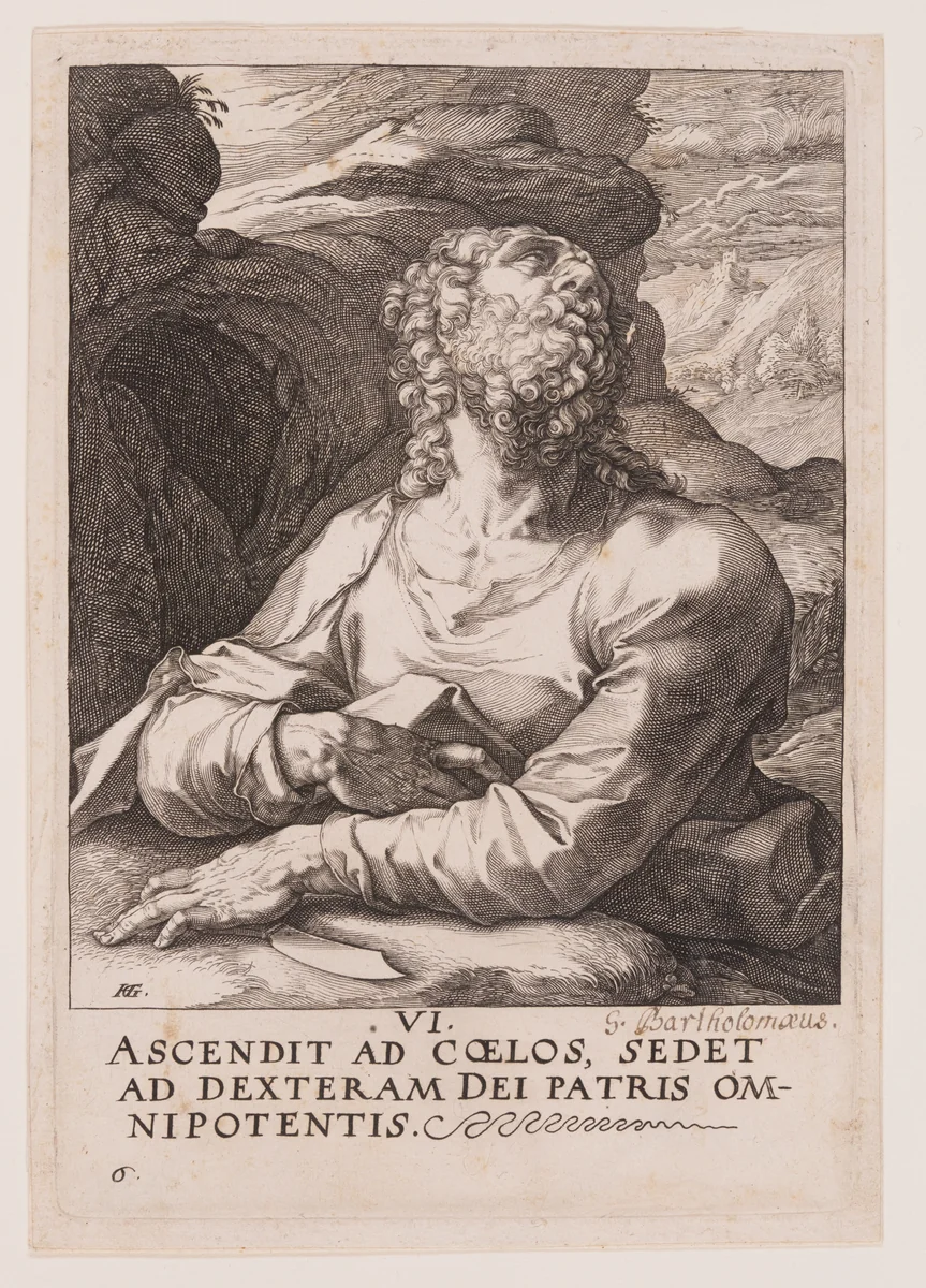 St Bartholomew, from Christ, the Apostles and St Paul with the Creed by Hendrick Goltzius, print, 1589