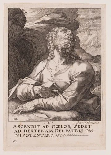 St Bartholomew, from Christ, the Apostles and St Paul with the Creed by Hendrick Goltzius, print, 1589