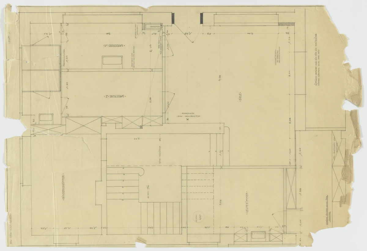 Wolf House, Gubin, Poland (Plan: ground floor entrance area) by Ludwig Mies van der Rohe, mies van der rohe archive, 1925
